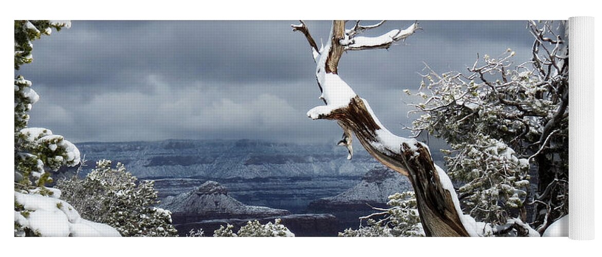 Grand Canyon Yoga Mat featuring the photograph Snowy View by Laurel Powell