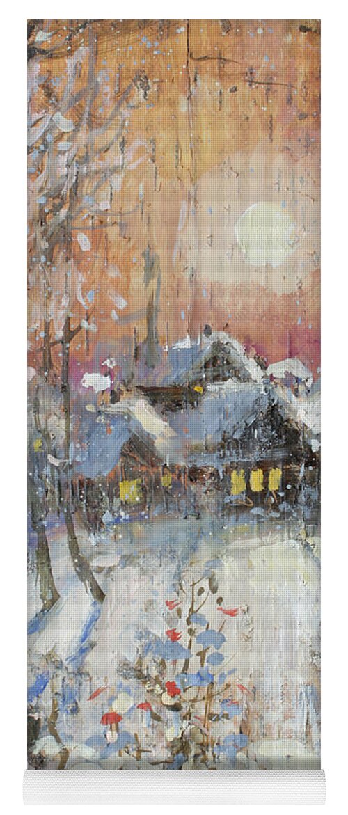 Russia Yoga Mat featuring the painting Snowy Village by Ilya Kondrashov