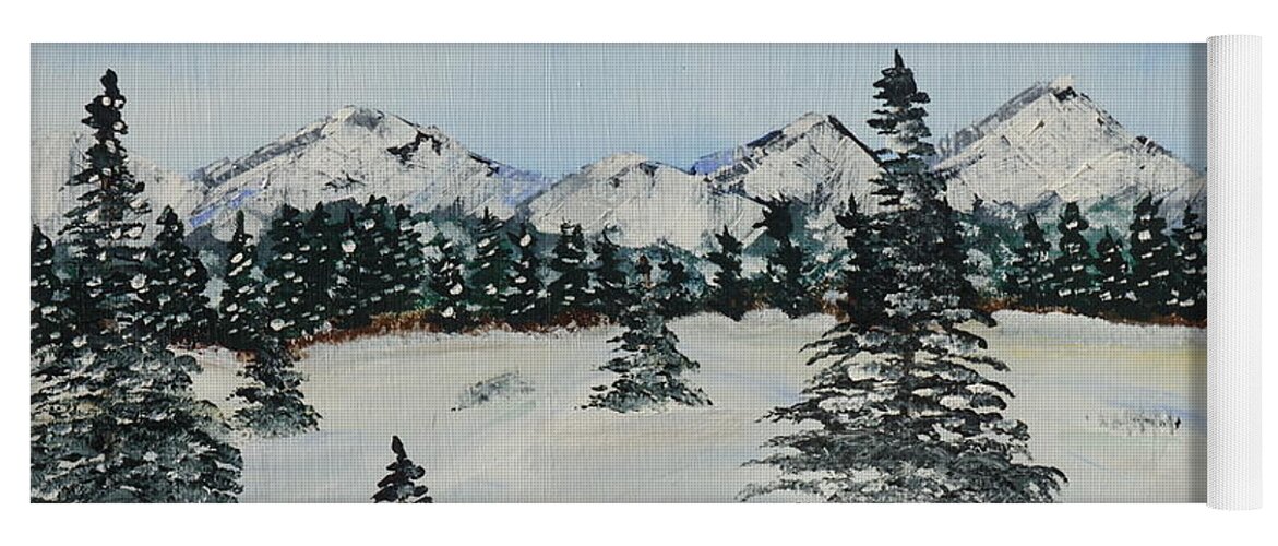 Snow Yoga Mat featuring the painting Snowy Winter by Jimmy Clark