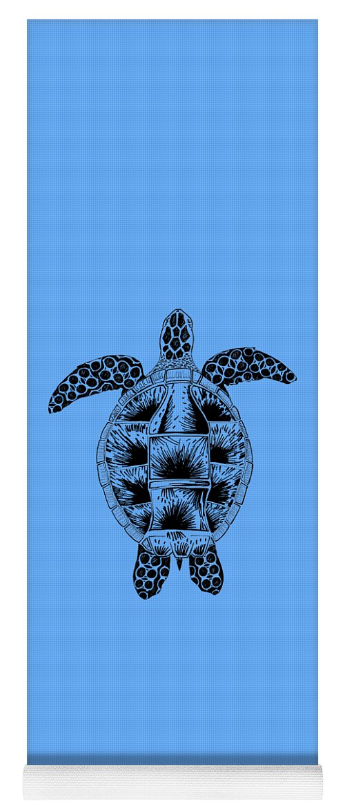 Sculpture Yoga Mat featuring the drawing Soda Turtle Sea Turtle great tshirt image by Adam Long