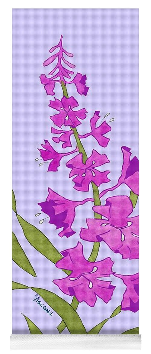 Solo Fireweed Shirt Image Yoga Mat featuring the painting Solo Fireweed Shirt image by Teresa Ascone