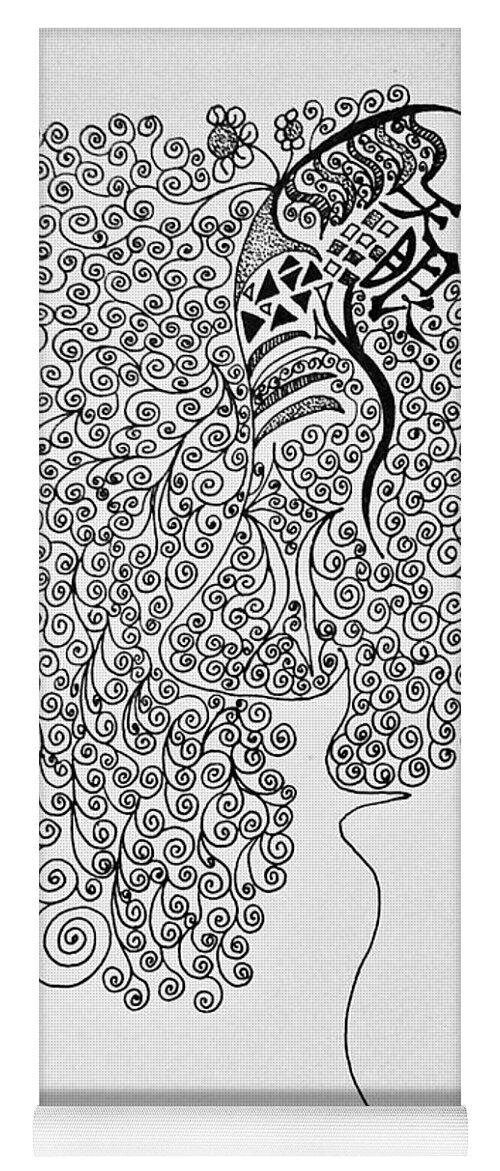 Abstract Yoga Mat featuring the drawing Soundless Whisper by Fei A