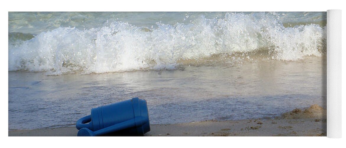 Karen Zuk Rosenblatt Art And Photography Yoga Mat featuring the photograph South Palm Beach - Blue Watering Can by Karen Zuk Rosenblatt