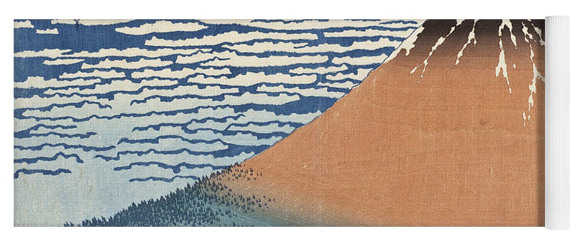 Japan Yoga Mat featuring the painting South Wind Clear Dawn by Katsushika Hokusai
