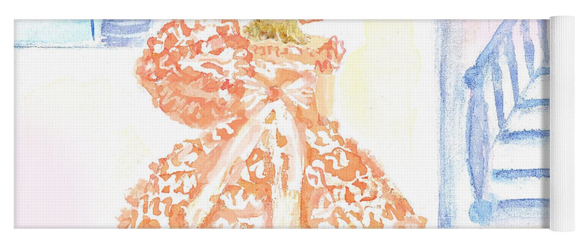 Southern Belle Yoga Mat featuring the painting Southern Belle in Peach Dress by Jerry Fair