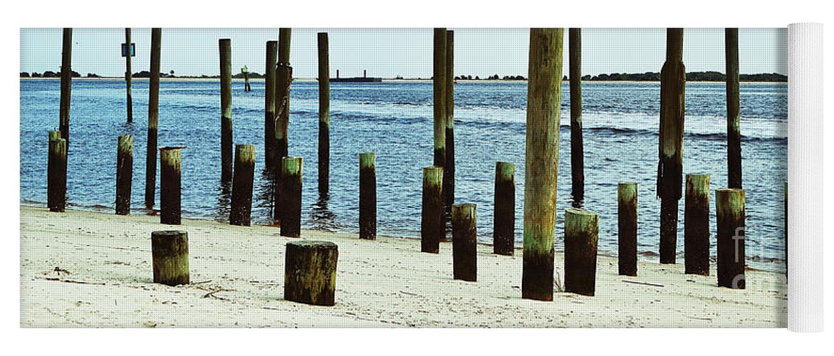 Southport Yoga Mat featuring the photograph Southport Beach Weathered Wood by Amy Lucid