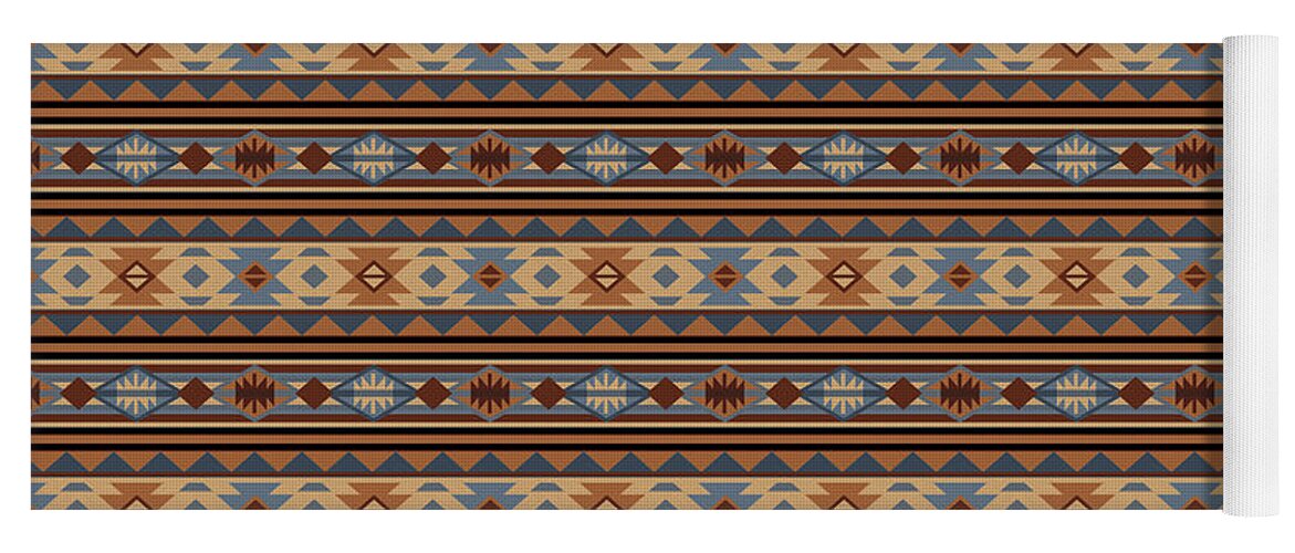 Southwest Pattern Yoga Mat featuring the painting Southwest Design Orange Gray by Crista Forest