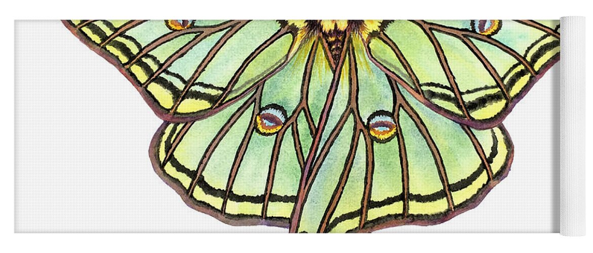 Spanish Moon Moth Yoga Mat featuring the painting Spanish Moon Moth by Lucy Arnold
