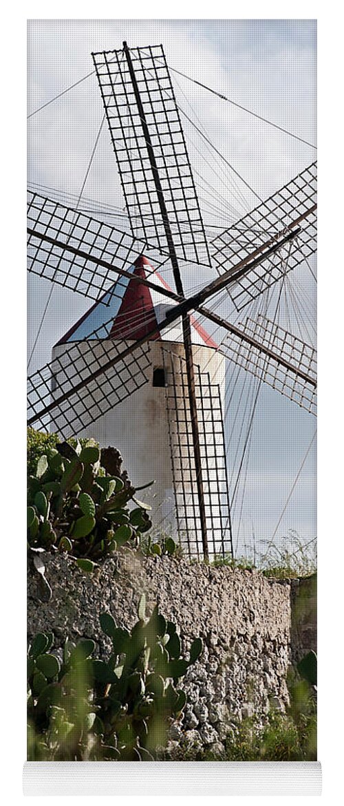 Spain Yoga Mat featuring the photograph Spanish Wind Mill Red And White Hat by Pedro Cardona Llambias