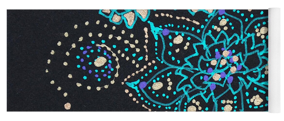 Zentangle Yoga Mat featuring the drawing Midnite Sparkle by Carole Brecht