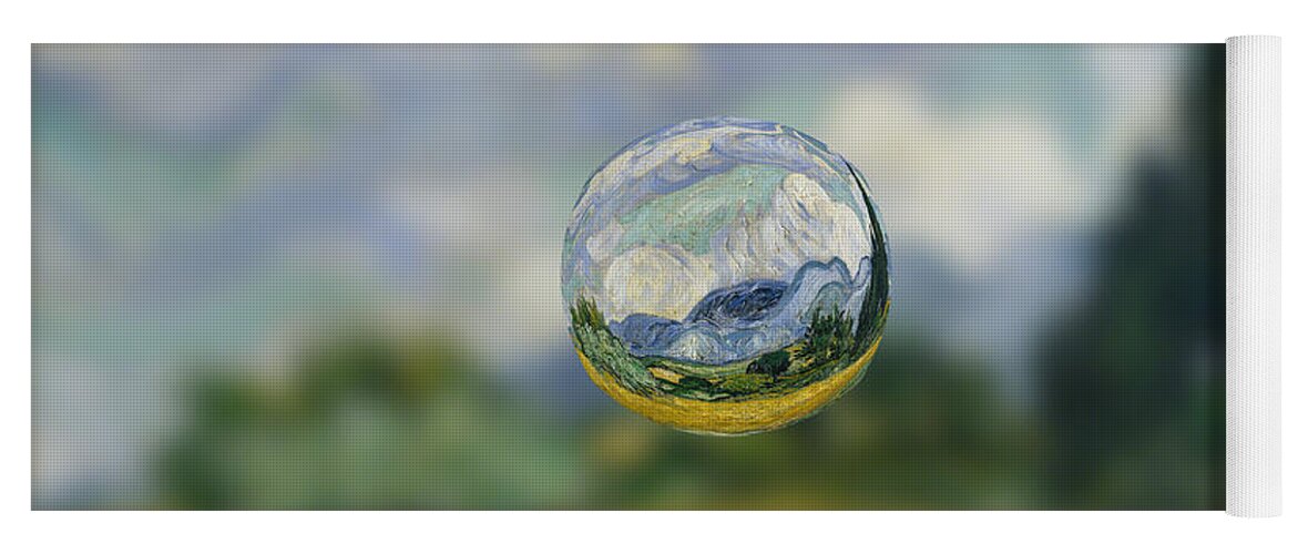 Abstract In The Living Room Yoga Mat featuring the digital art Sphere 7 van Gogh by David Bridburg
