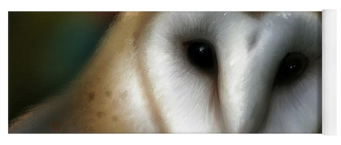 Barn Owl Yoga Mat featuring the mixed media Spirit Owl, Barn Owl by Mark Tonelli