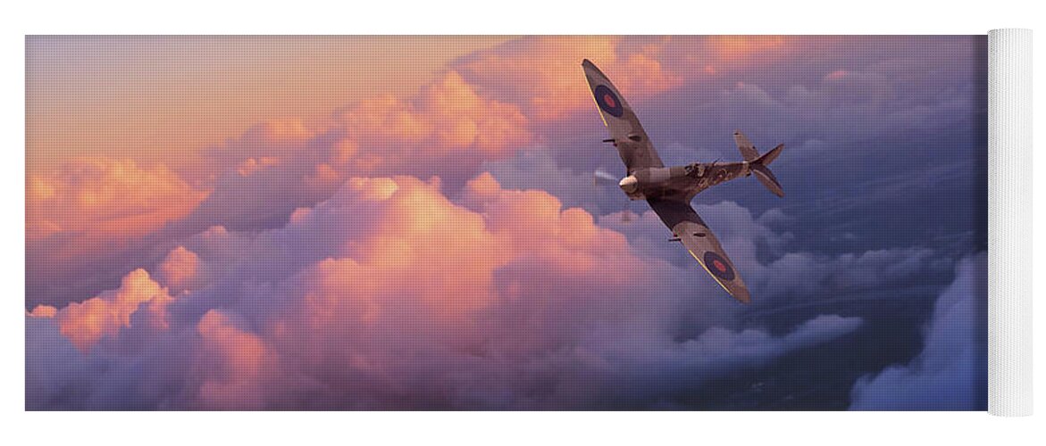 Spitfire Yoga Mat featuring the digital art Spitfire Hour by Airpower Art