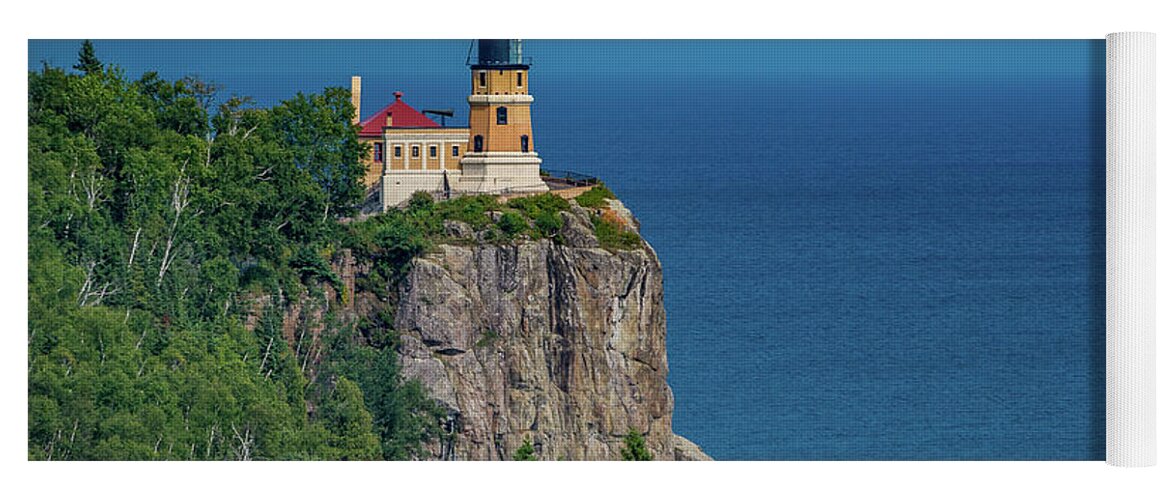 Lake Superior Yoga Mat featuring the photograph Split Rock Lighthouse View by Gary McCormick