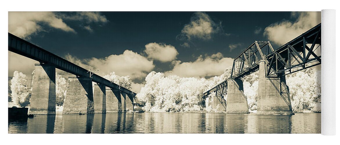 Rr Yoga Mat featuring the photograph Congaree River Trestles Infrared-Split Tone by Charles Hite
