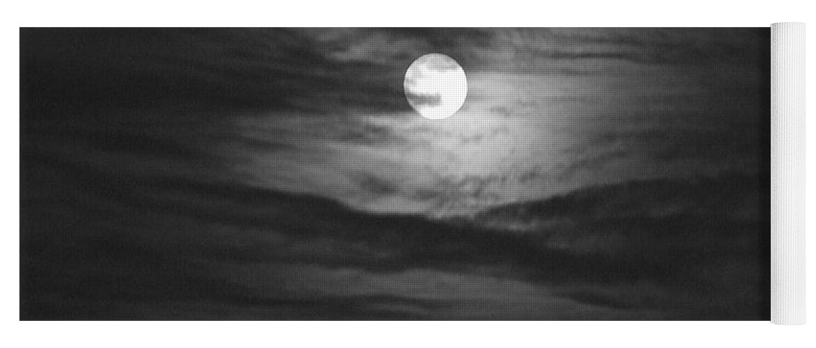 Black And White Yoga Mat featuring the photograph Spooky Moon 2 by Mary Deal