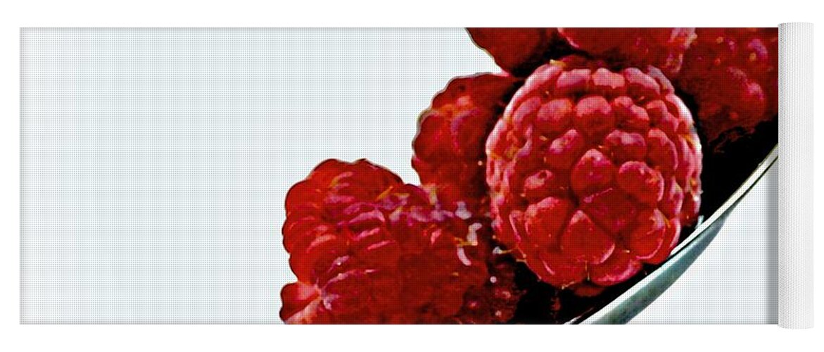 Photo Designs By Suzanne Stout Yoga Mat featuring the photograph Spoonful of Raspberries by Suzanne Stout