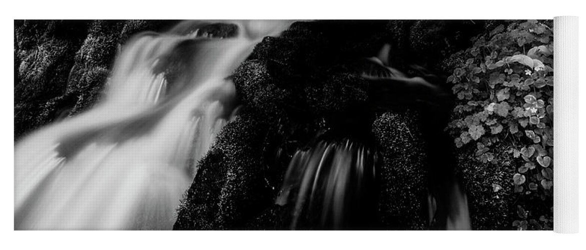 Majestic Yoga Mat featuring the photograph Spray Park Waterfall Black and White by Pelo Blanco Photo