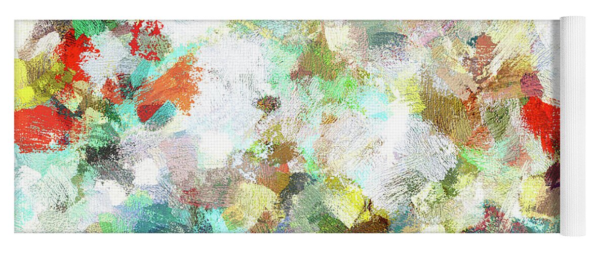 Abstract Yoga Mat featuring the painting Spring Abstract Art / Vivid Colors by Inspirowl Design