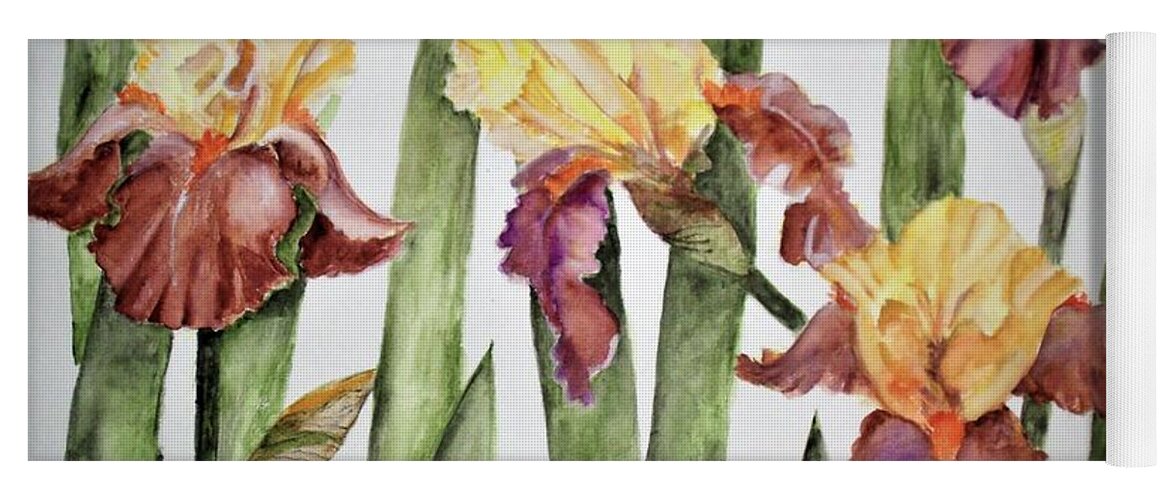 Flower Yoga Mat featuring the painting Spring Iris by Carol Grimes