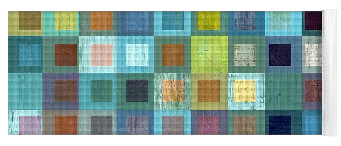 Abstract Yoga Mat featuring the digital art Squares in Squares Two by Michelle Calkins