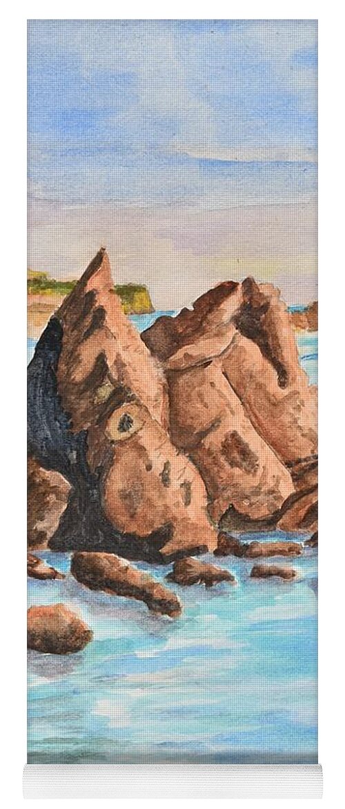 Linda Brody Yoga Mat featuring the painting Squid Rock by Linda Brody