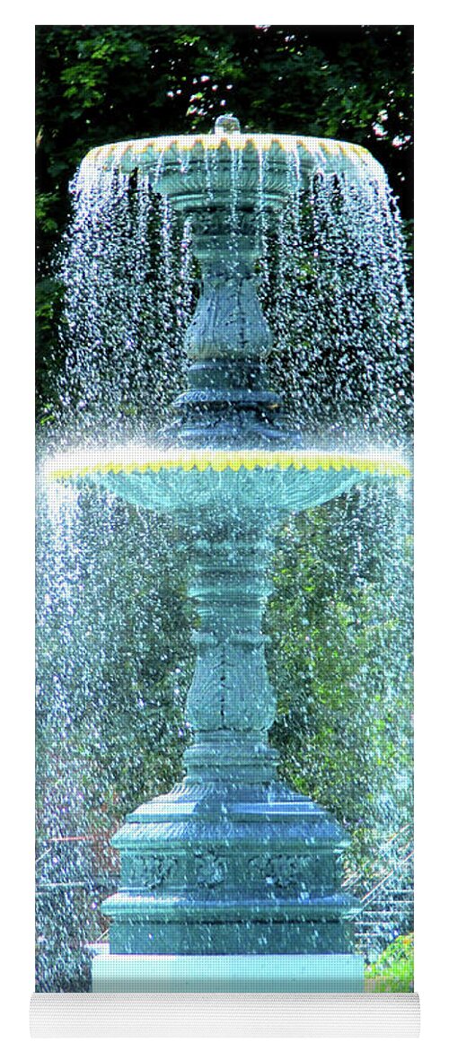 Montreal Yoga Mat featuring the photograph St Louis Square Fountain by Randall Weidner