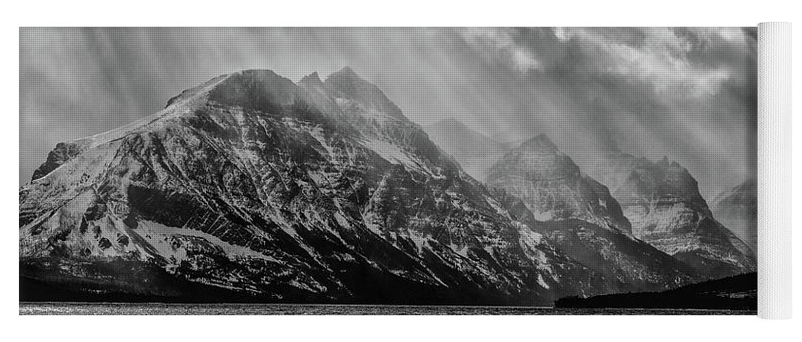 Light Rays Yoga Mat featuring the photograph St Mary storm, Glacier National Park by Greg Wyatt