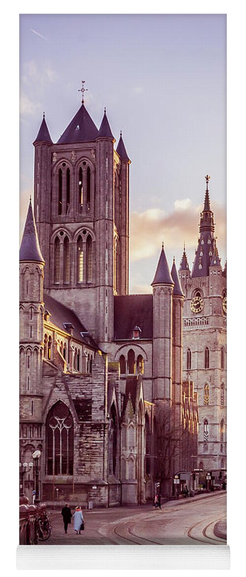 Ghent Yoga Mat featuring the photograph St. Nicholas Church, Gent by Rebekah Zivicki