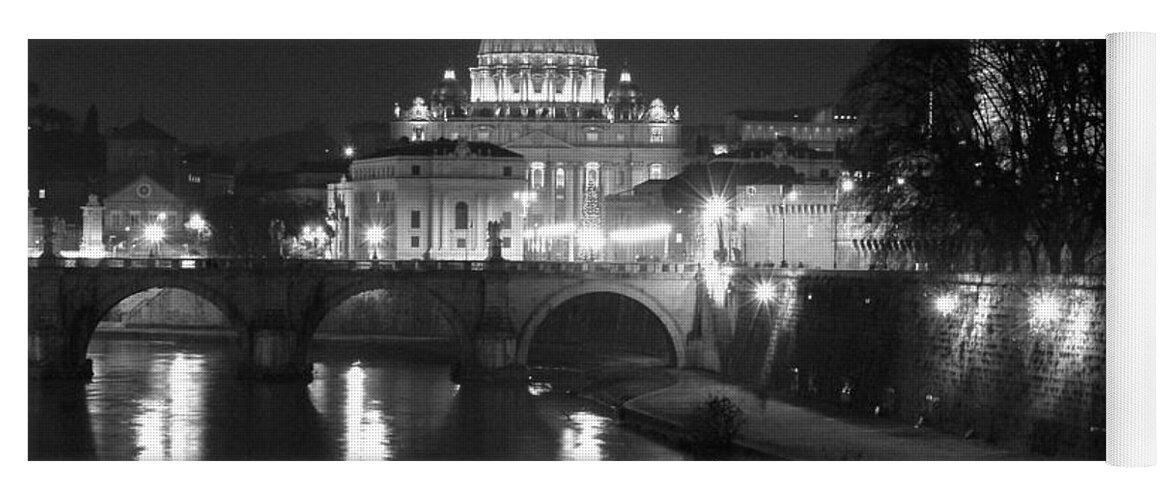 Italy Yoga Mat featuring the photograph St. Peters at Night by Donna Corless