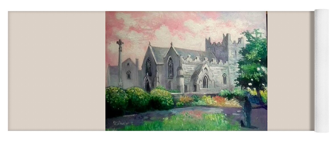Abbey Yoga Mat featuring the painting St Trinity Abbey Adare County Limerick Ireland by Paul Weerasekera