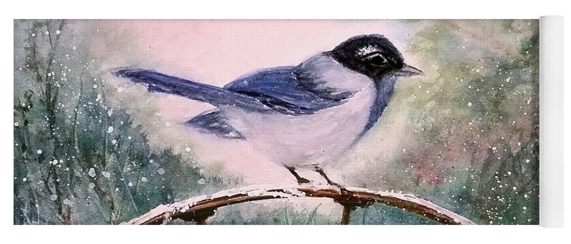 Scrub Jay Yoga Mat featuring the painting Stability by Anna Jacke