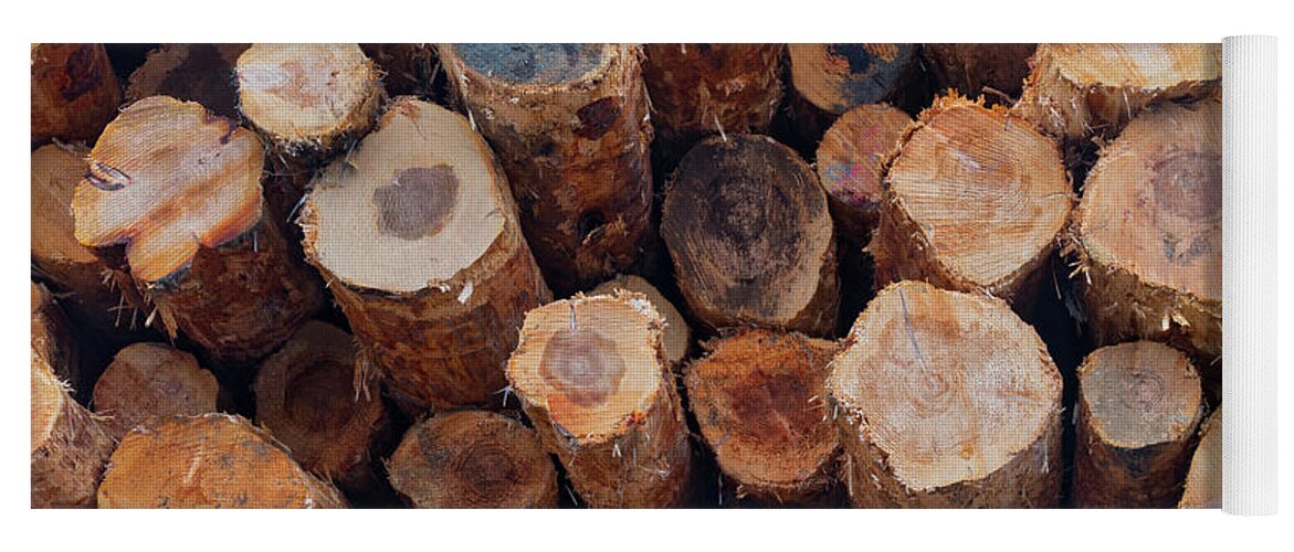 Abstract Yoga Mat featuring the photograph Stacked Logs by Jerry Fornarotto