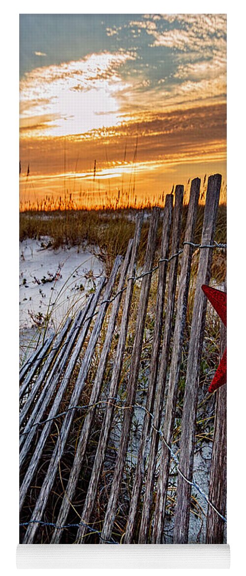 Alabama Yoga Mat featuring the photograph Star on Fence Verticle by Michael Thomas