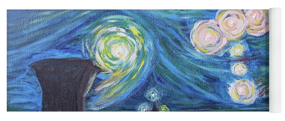 Starrynight Yoga Mat featuring the painting Starry Beach by Mike Jenkins