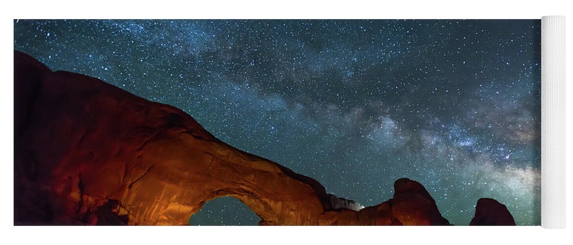 Arches National Park Yoga Mat featuring the photograph Starry Night at North Window Rock by Brenda Jacobs