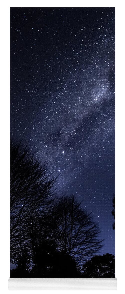 Night Yoga Mat featuring the photograph Stars and trees by Martin Capek