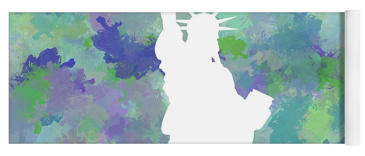 Liberty Yoga Mat featuring the digital art Statue of Liberty Silhouette by Phil Perkins