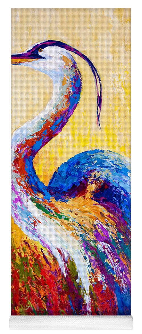 Heron Yoga Mat featuring the painting Steady Gaze - Great Blue Heron by Marion Rose