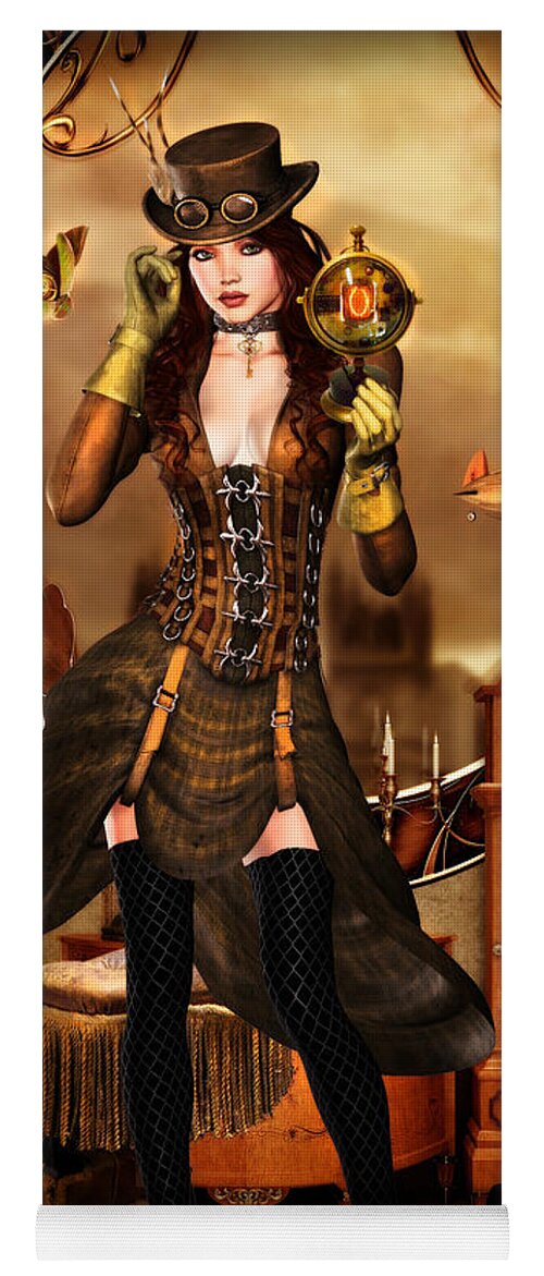 Steampunk Yoga Mat featuring the digital art Steampunk Girl by Alicia Hollinger