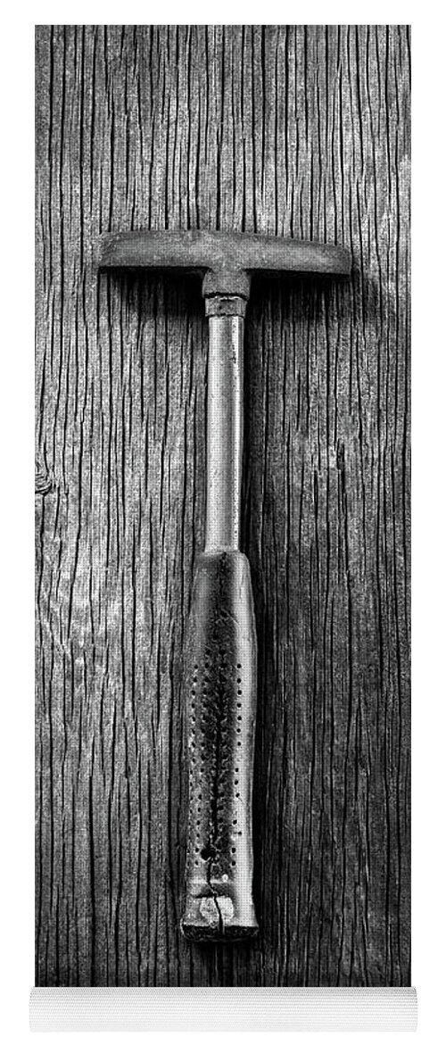 Art Yoga Mat featuring the photograph Steel Tack Hammer II on Plywood 74 in BW by YoPedro