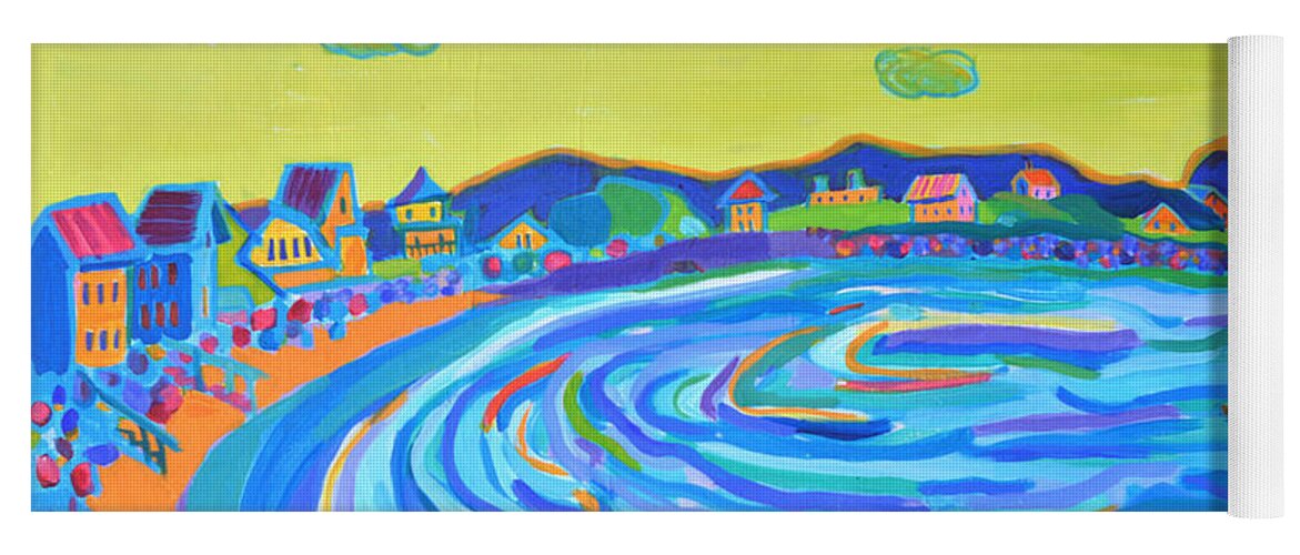Staircases Yoga Mat featuring the painting Steps to Plaice Cove Beach NH by Debra Bretton Robinson