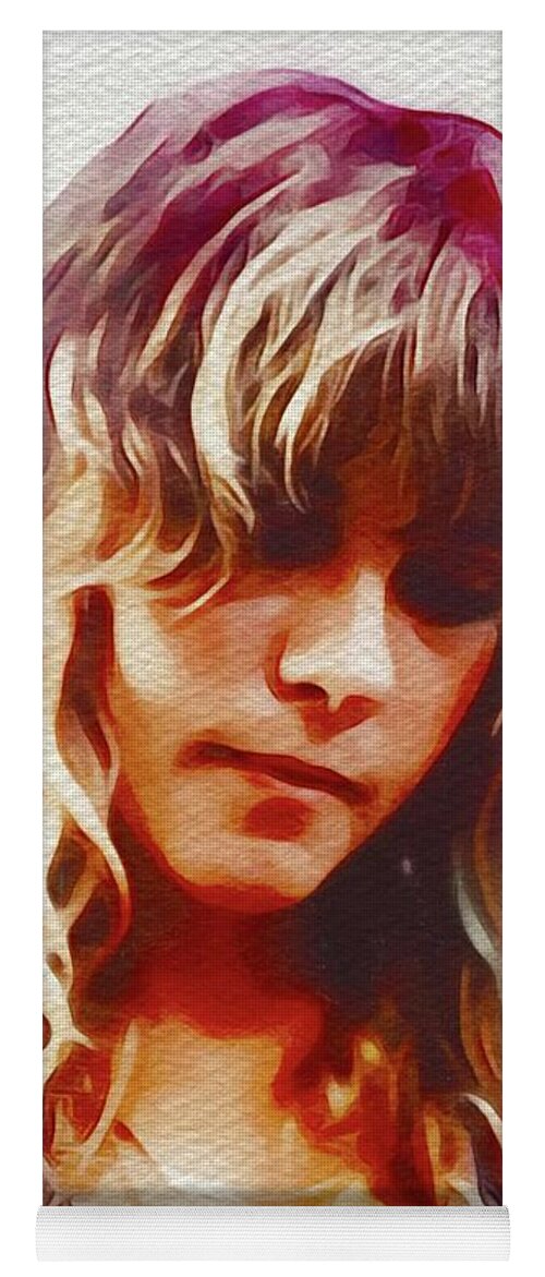 Stevie Yoga Mat featuring the painting Stevie Nicks, Music Legend by Esoterica Art Agency