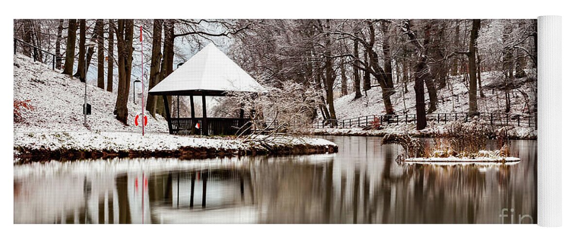 Helsingborg Yoga Mat featuring the photograph Still lake in winter by Sophie McAulay