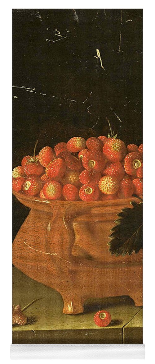 Adriaen Coorte Yoga Mat featuring the painting Still life of Strawberries in an Earthenware Bowl on a Stone Ledge by Adriaen Coorte