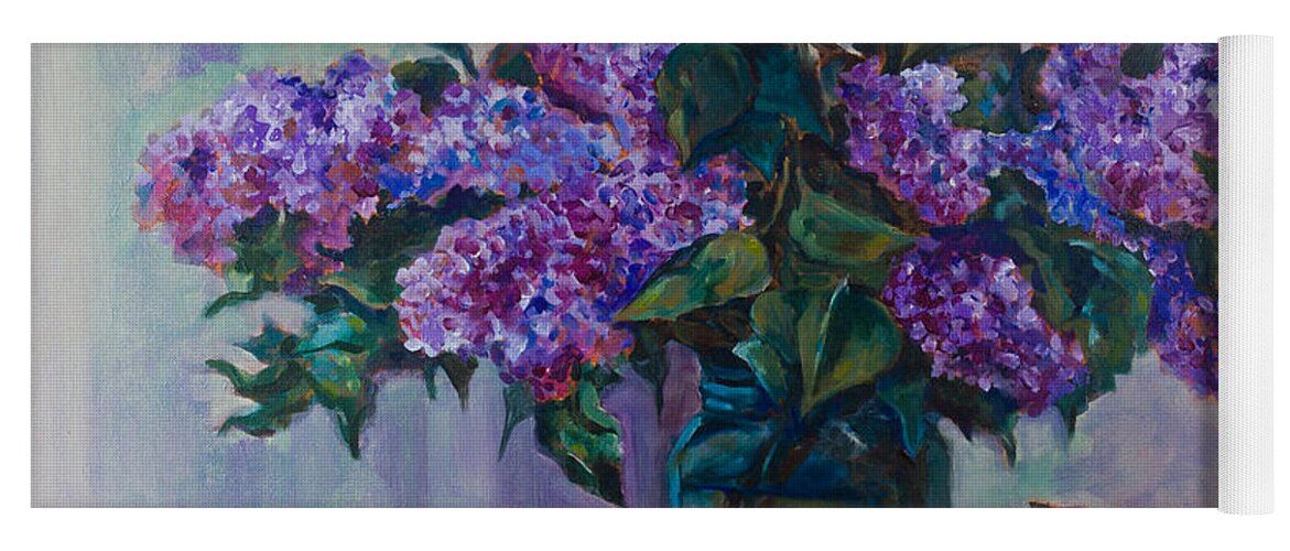 Flowers Yoga Mat featuring the painting Still life with lilac by Maxim Komissarchik