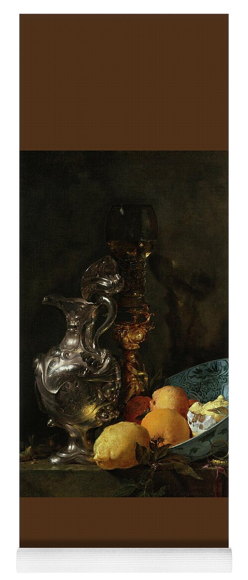 Willem Kalf Yoga Mat featuring the painting Still Life with Silver Ewer by Willem Kalf
