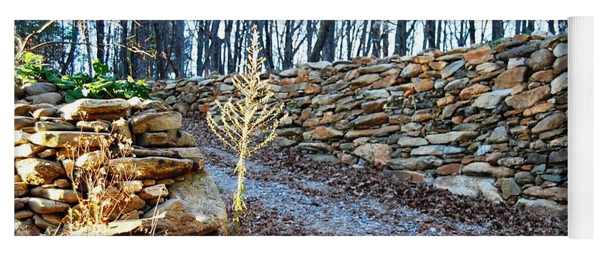 Photograph Yoga Mat featuring the photograph Stone Wall GA Mountain 1 by Angela Murray