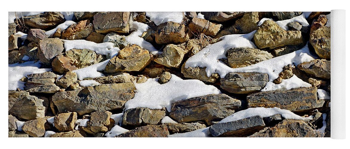 Central City Yoga Mat featuring the photograph Stones and Snow by Robert Meyers-Lussier