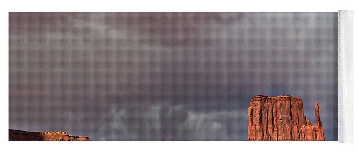 Desert Yoga Mat featuring the photograph Storm over Monument Valley by Wesley Aston